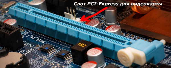 Видеокарту вставлять в PCI-express