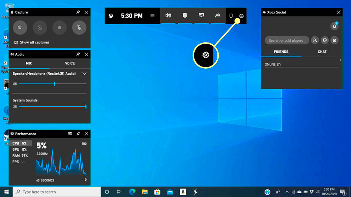 Захват с экрана помощью игровой панели Windows 10